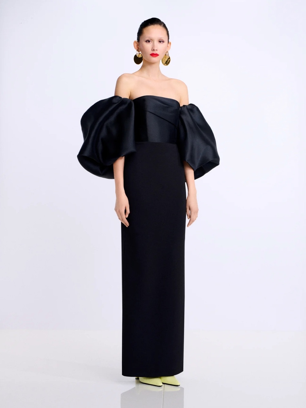 Solace London Black Floris Evening Gown